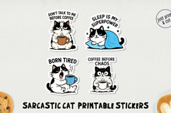 Sarcastic Cat Printable Stickers PNG Product Image 1