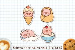 Kawaii Pig Stickers | Cute Cartoon Pigs PNG &amp; Cricut Sheet. Product Image 1