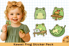 Cute kawaii frog printable stickers. PNG. Product Image 7