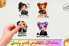 Spooky Girl Printable Stickers 4 Halloween PNGs. Product Image 1