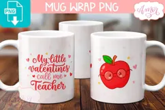 Teacher Valentine Mug Wrap PNG, Cute teacher Mug Template Product Image 2
