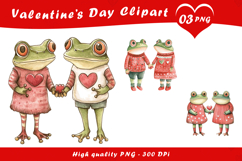 Valentine Day Cute Frog Couple Clipart PNG Product Image 1
