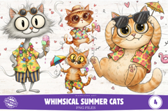 Whimsical Summer Cats Clipart Product Image 1