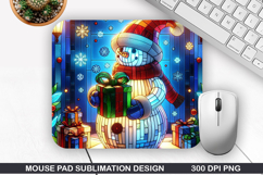 Snowman Mouse Pad Sublimation, Christmas Mouse Pad PNG Product Image 1