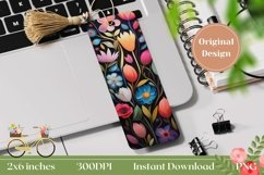 Art Flowers Bookmark Sublimation, Floral Bookmark Design Product Image 1