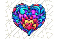 Stained Glass Hearts and Butterflies Clipart PNG Product Image 5