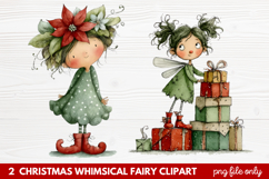 2 Christmas Whimsical Fairy Clipart | Cute Holiday Fairies Product Image 1