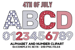 4th July Alphabet png clipart, independence letters doodle Product Image 1