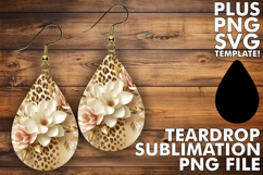 Sweet Teardrop Earrings Gift PNG, Leopard Prints Product Image 1