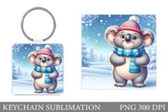 Christmas Koala Keychain. Christmas Keychain Sublimation Product Image 1
