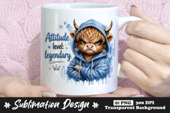 Attitude Level Legendary Highland Cow Sublimation Design PNG Product Image 1