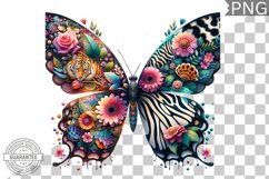 Vibrant Floral Butterfly Sublimation - Clipart PNG Design Product Image 1