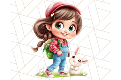 Kids Easter Clipart, Fun Holiday Easter Bunny PNG Printable Product Image 12