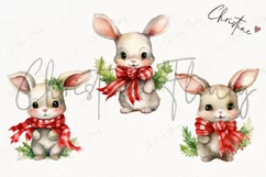 Watercolor Christmas Bunnies Clipart | Watercolor Christmas Product Image 3