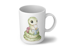 Cute Snake with Backpack, Book, and Pencil Watercolor PNG Product Image 5