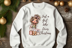 Just a Girl who loves Christmas PNG, Christmas Cute Girl PNG Product Image 3
