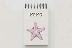 Pink Purple Sea Star Underwater Animal Watercolor PNG Summer Product Image 5