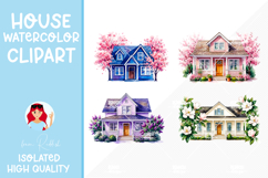 4 Cozy Watercolor House Clipart Product Image 1