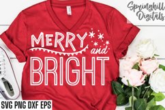 Merry and Bright Christmas Holiday T-shirt or Sign Svg File Product Image 1