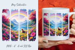 Fantasy garden, watercolor stripes, coffee mug sublimation Product Image 1