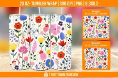 Cute Flower Seemless Tumbler Wrap Designs, Sublimation Wrap Product Image 1