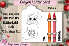 Christmas cat in santa's sock Coloring Card svg, Card holder Product Image 1