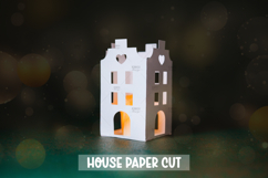3D Paper House Lantern Template, Layered Paper Cut Christmas Product Image 1