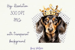 Dachshund in Crown Watercolor Clipart PNG Product Image 2