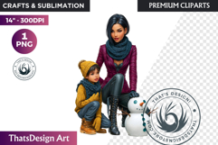 Modern Winter Girl Fashion Illustrations PNG Graphics Product Image 1