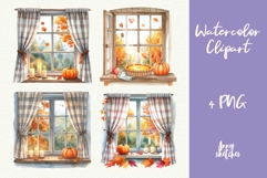 4 Fall Window Scene PNG Sublimation Baking Clipart Product Image 1