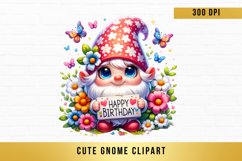 watercolor cute gnome clipart, birthday gnome sublimation Product Image 1