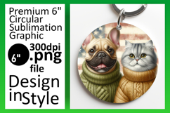 Bright Circle PNG Car Coaster Template , Dog and cat Product Image 1