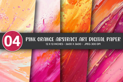 Pink Orange Abstract Art Digital Paper Product Image 1