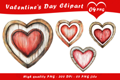 Valentine Day Wooden Heart Clipart PNG Product Image 1