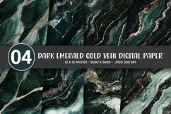 Dark Emerald Gold Vein Digital Paper Product Image 1