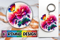 Cozy Circle Car Coaster Sublimation, Butterfly Product Image 1