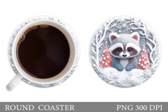 Christmas Raccoon Coaster. Christmas Coaster Sublimation Product Image 1