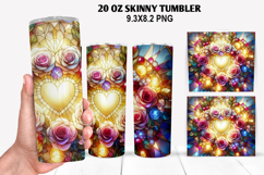 Roes Skinny Tumbler 20oz Wrap Design, Valentine Tumbler PNG Product Image 1