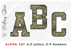 Camo Alpha Set. Letters Numbers Clipart. Product Image 1