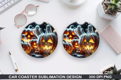 Pumpkins Car Coaster Sublimation| Halloween Coaster PNG Product Image 1
