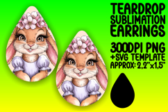 Whimsical Teardrop Earrings Sublimation Art , Cute Bunny Product Image 1