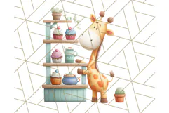 Cozy Safari Baking Animals PNG, Cute Jungle Kitchen Art Product Image 5