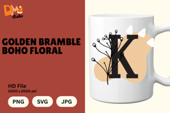 Golden Bramble Boho Floral Monogram Product Image 1
