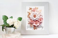 Bundle of 10 PNGs printable card templates for Birthday celebrations with beautiful 3d flowers and quote Happy Birthday. BONUS- SVG envelope template for card. 