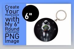 Whimsical Circle PNG Keychain Artwork , Astronaut Product Image 1