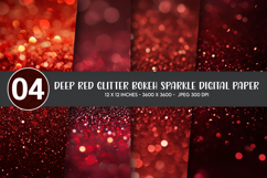 Deep Red Glitter Bokeh Sparkle Digital Paper Product Image 1