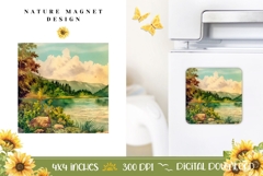 Nature Fridge Magnet Design, Lake Magnet Template Product Image 1