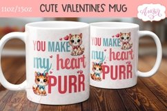 Cute Valentines Mug Wrap PNG, You make my heart purr mug png Product Image 3