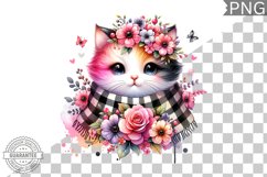 Cat With Flowers Sublimation - Clipart PNG Design Product Image 1