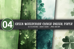 Green Watercolor Clover Digital Paper Product Image 1